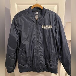 NWT Diamond Supply Co Jacket Mens L Full Zip Bomber Coat Logo